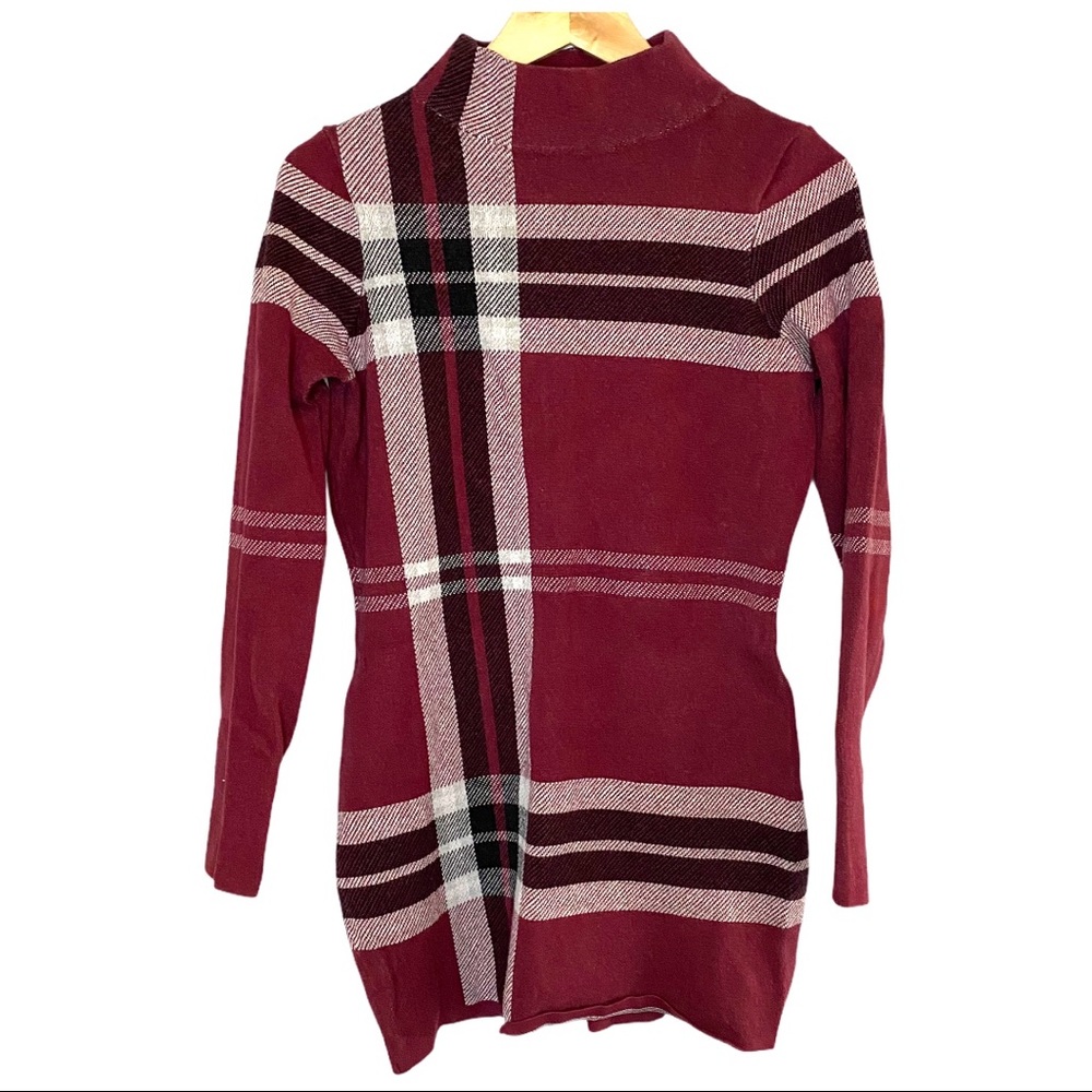 Le Chateau Knit bodycon tartan mock neck dress